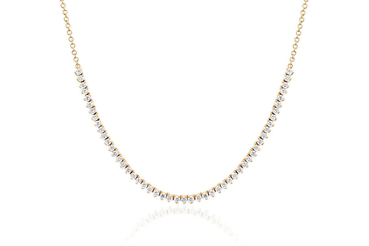 EF Collection Diamond Segment Necklace in yellow gold on white background. 