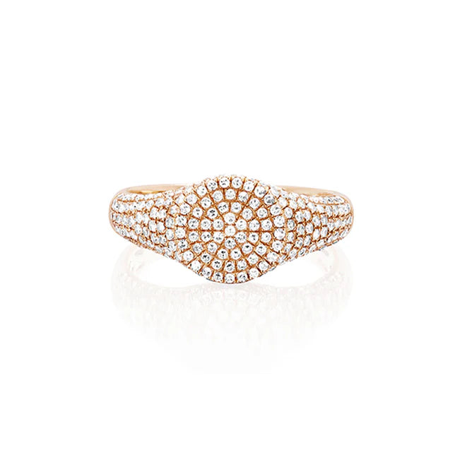 EF-Collection Diamond Signet Ring in rose gold on white background 