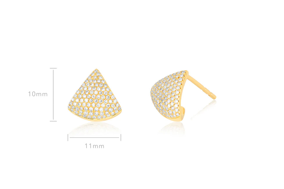EF Collection Diamond Solid Chevron Stud Earrings dimensions 