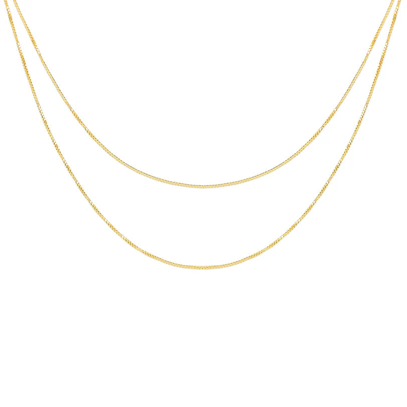 EF-Collection Double Strand Liquid Gold Necklace in yellow gold on white background 