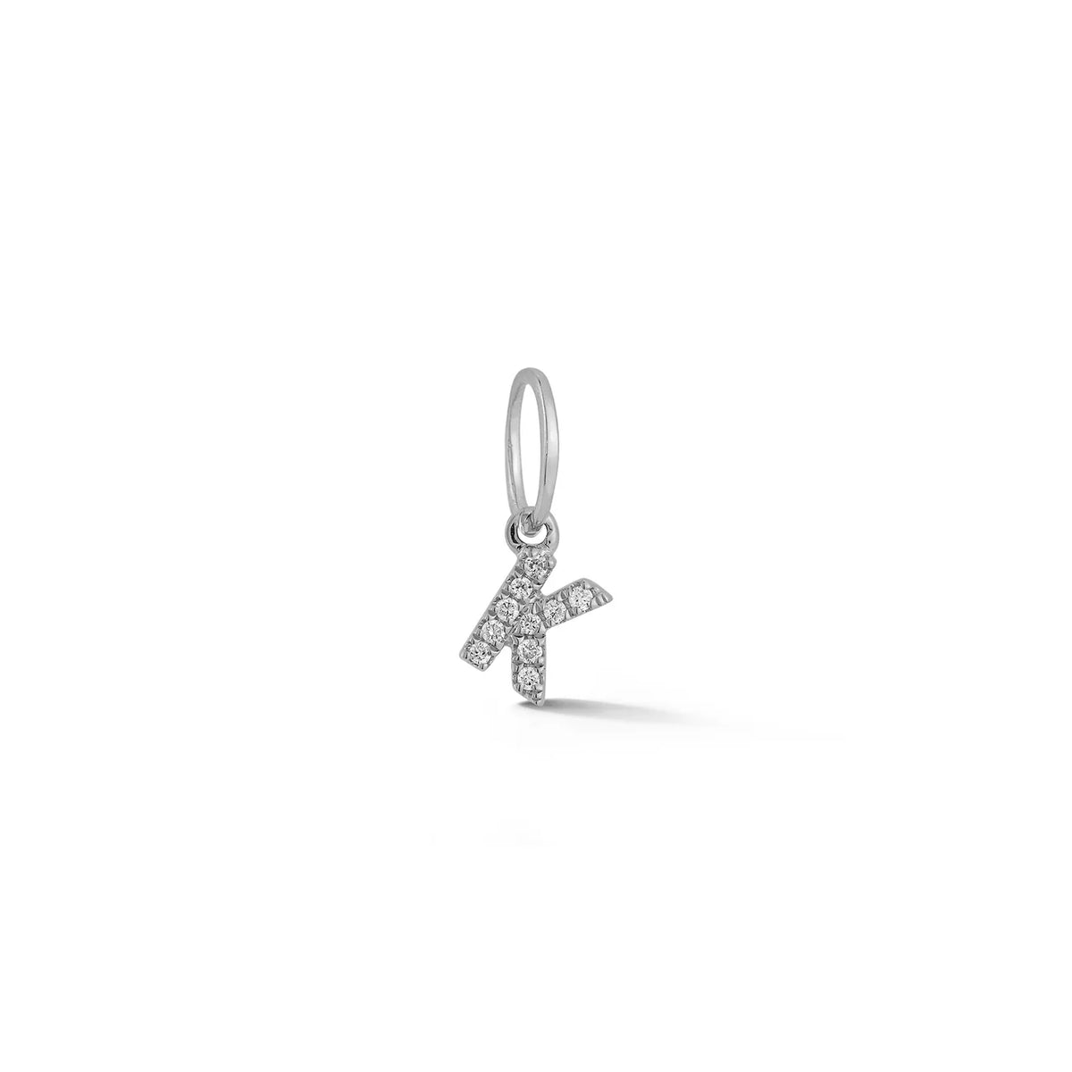 Dana Rebecca Designs DRD Diamond Initial Charm in white gold on white background 