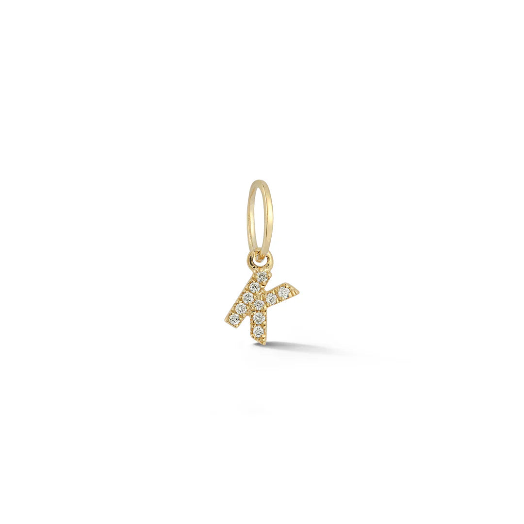 Dana Rebecca Designs DRD Diamond Initial Charm in yellow gold on white background 