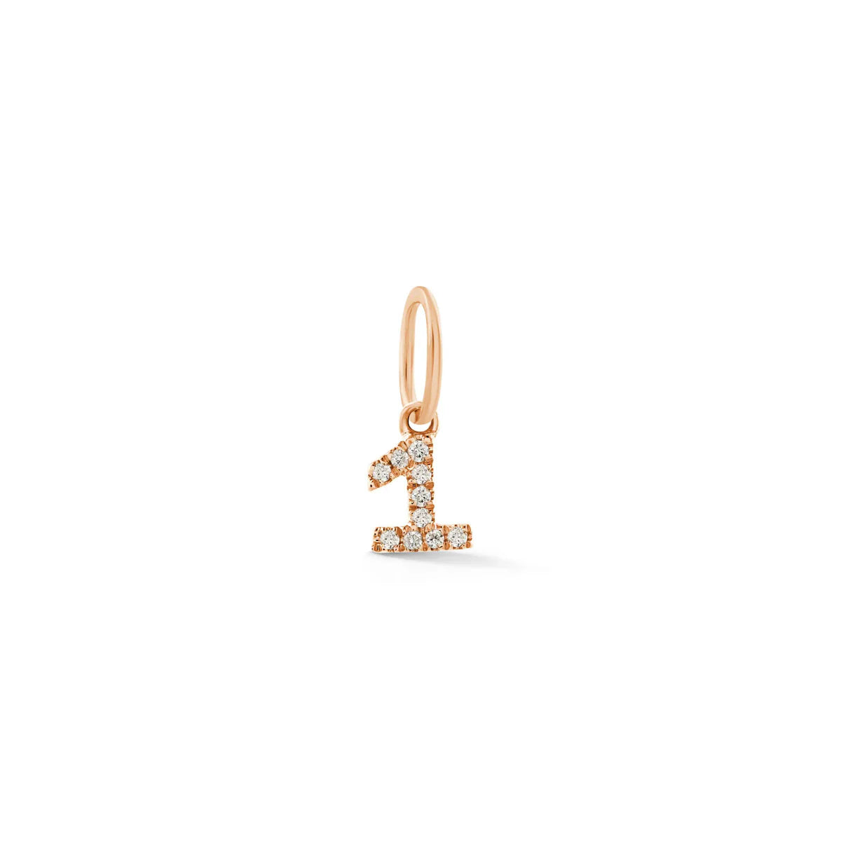 DRD Diamond Number Charm in rose gold displayed on white background 
