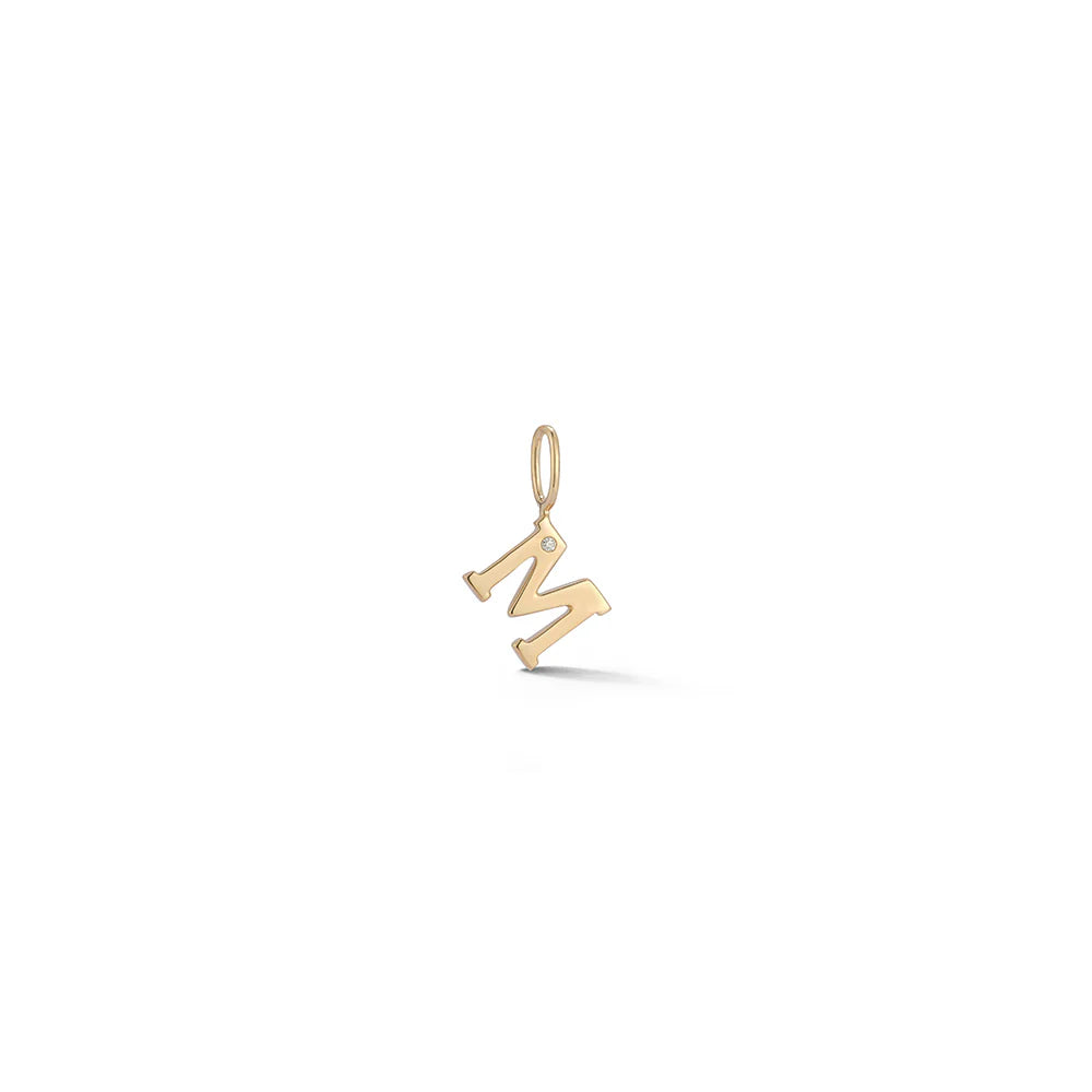 Dana Rebecca Designs DRD Gold Initial Charm in yellow gold on white background 