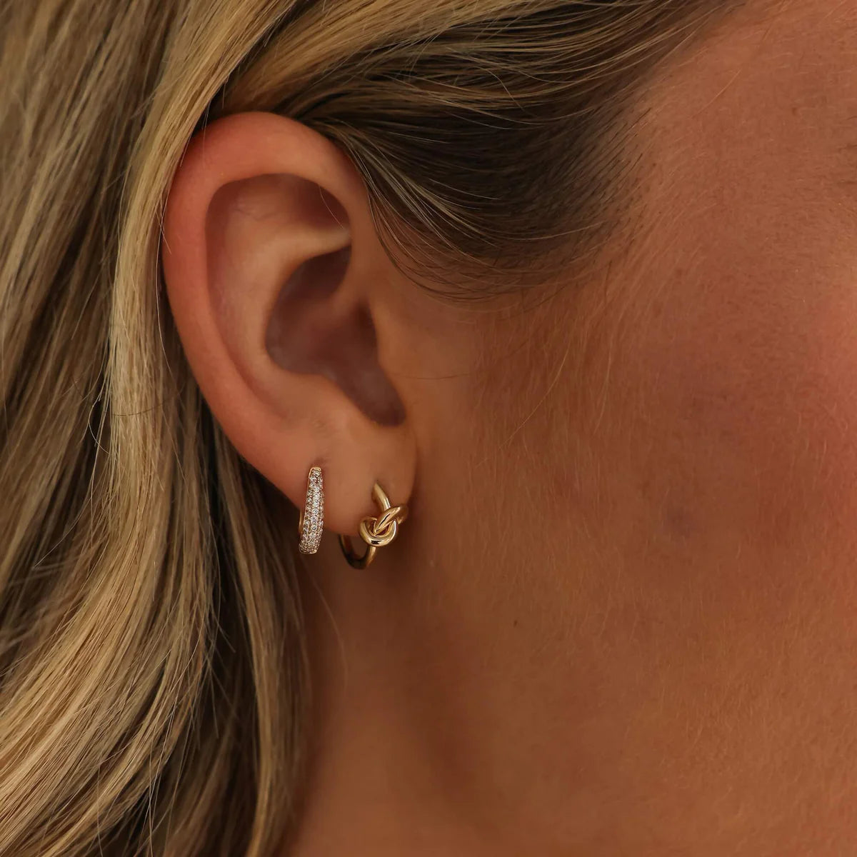 Rose Gold Diamond Huggie Earrings: DRD Tapered Huggies In Rose Gold