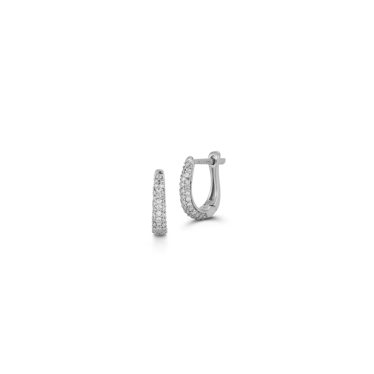 White Gold-Diamond Huggie Earrings: DRD Tapered Huggies In White Gold 