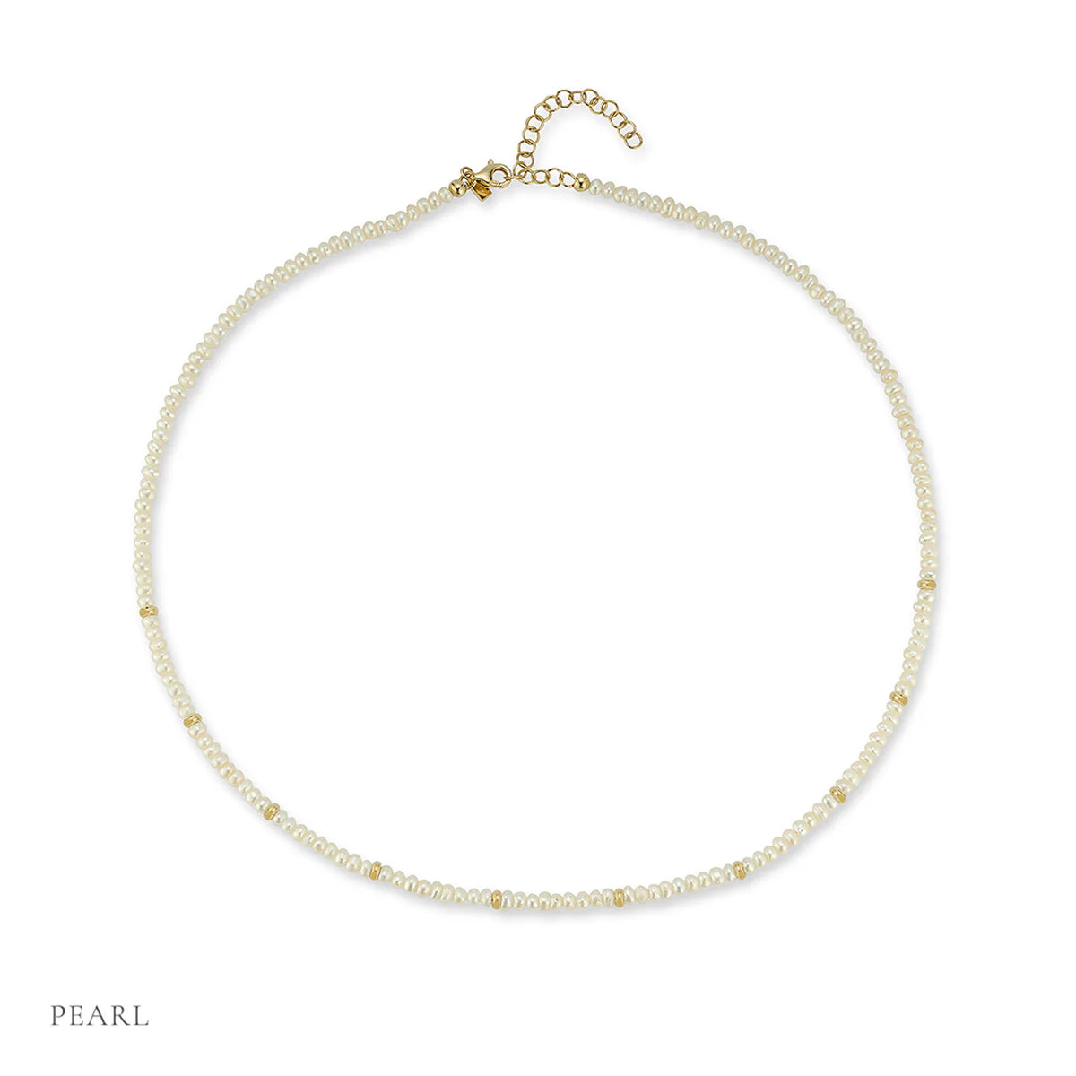 Product shot of EF-Collection Birthstone Bead Necklace In Pearl labeled 