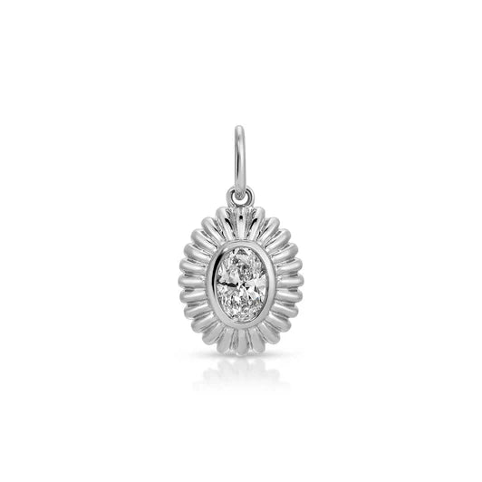EF-Collection Fluted Oval Diamond Charm in white gold on white background 
