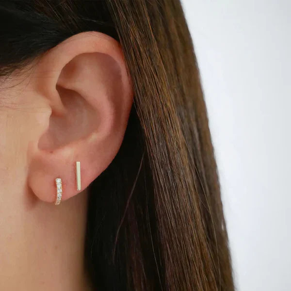 EF-Collection Full Cut Diamond Arc Mini Huggie Earring