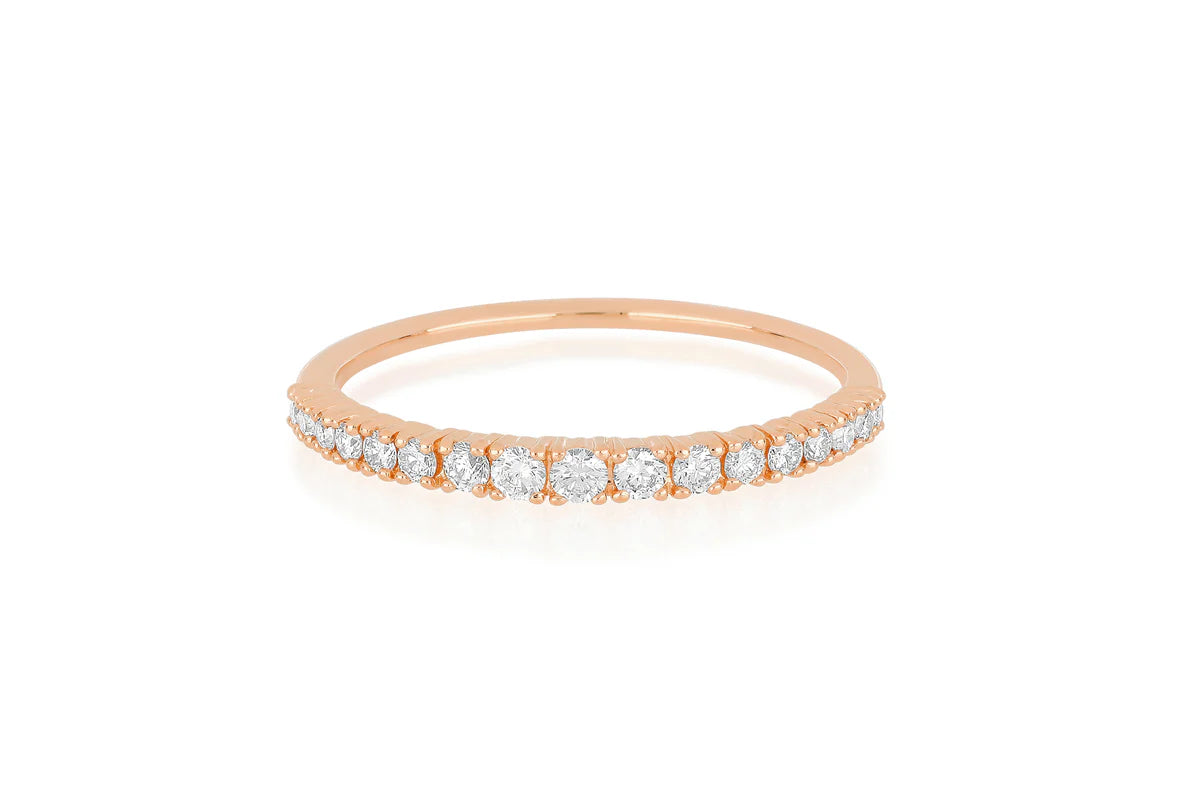 EF Collection Full Cut Diamond Arc Ring in rose gold on white background. 