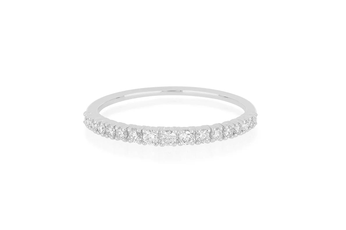 EF Collection Full Cut Diamond Arc Ring in white gold on white background. 