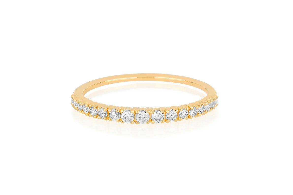 EF Collection Full Cut Diamond Arc Ring in yellow gold on white background. 