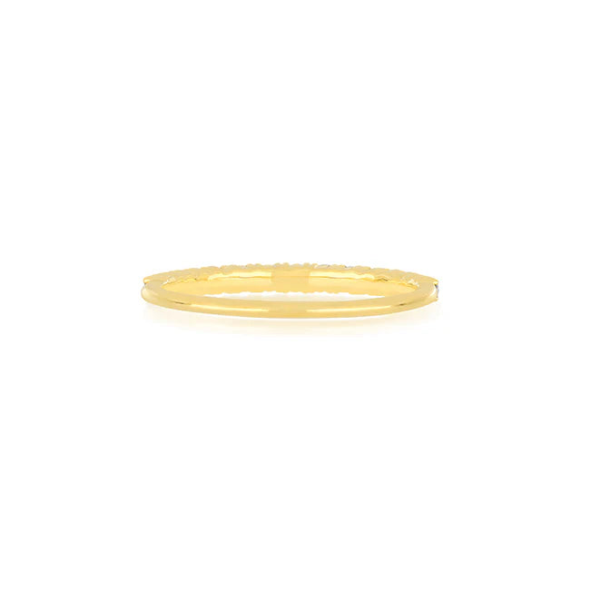 Back of EF Collection Full Cut Diamond Arc Ring in yellow gold on white background. 