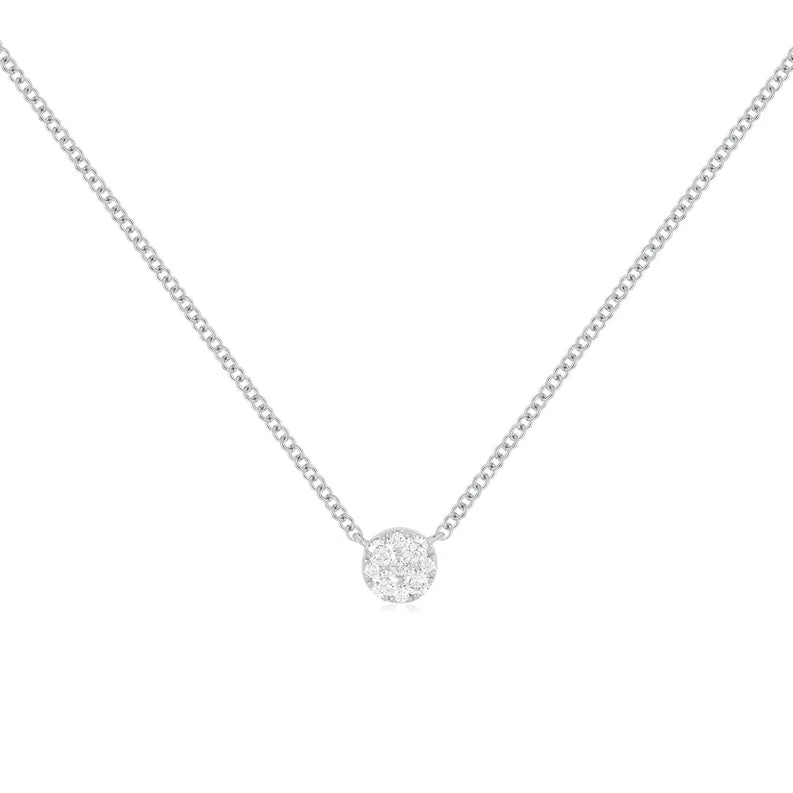 EF Collection Full Cut Diamond Disc Choker Necklace in white gold on white background. 