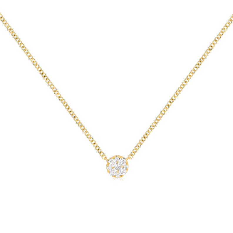 EF Collection Full Cut Diamond Disc Choker Necklace in yellow gold on white background. 