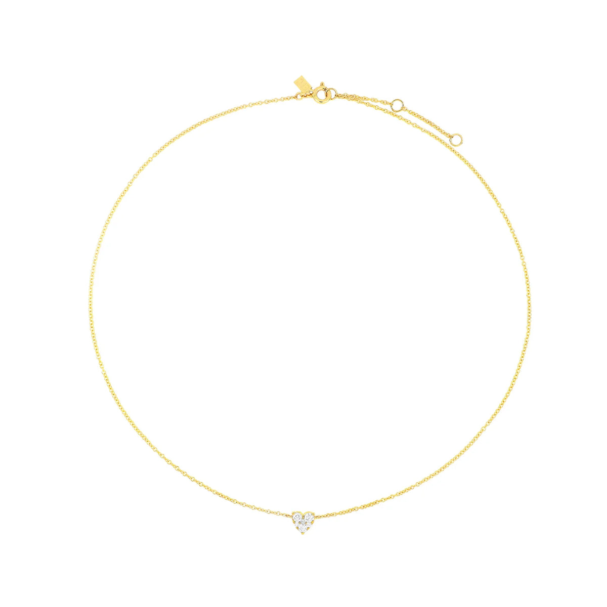 Full photo of EF-Collection Full Cut Diamond Heart Choker Necklace in yellow gold on white background 