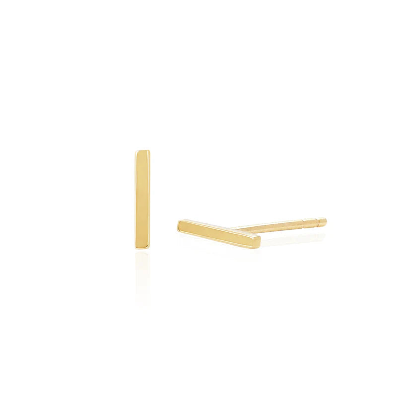EF Collection Gold Bar Stud Earring in yellow gold on white background