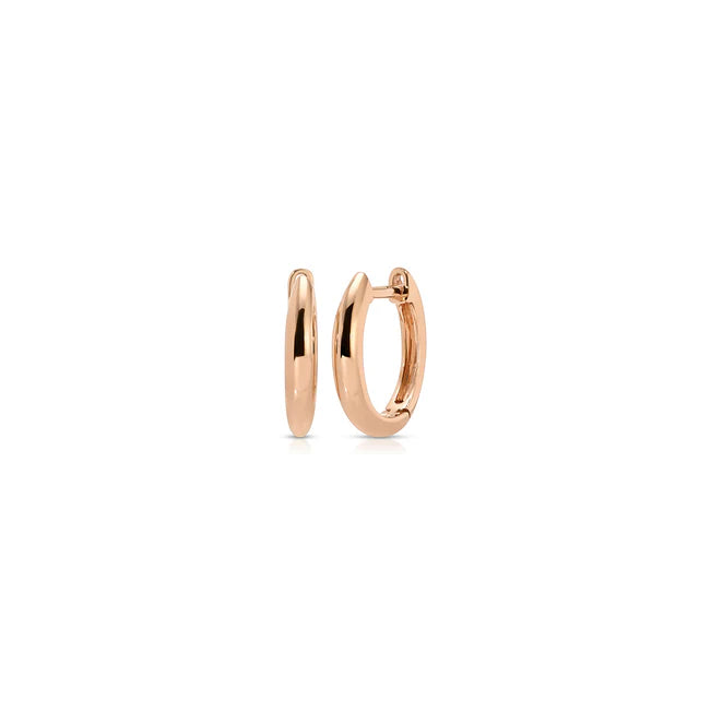 EF Collection Gold Dome Huggie Earring in rose gold on white background 