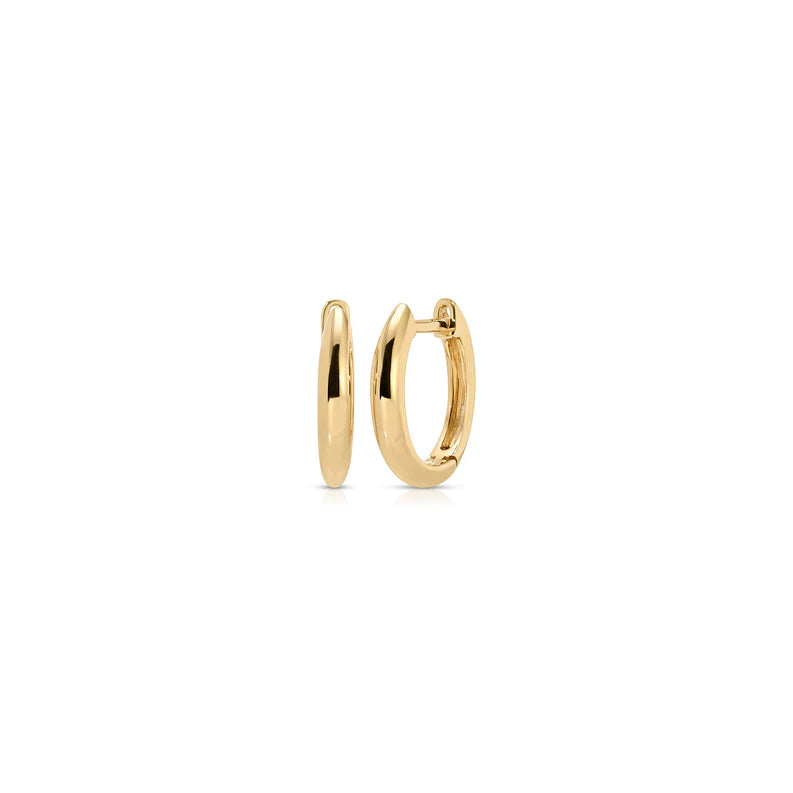 EF Collection Gold Dome Huggie Earring in yellow gold on white background 