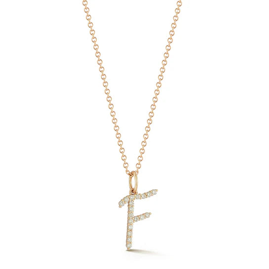 EF-Collection Gold Every Length Initial Chain Necklace in rose gold on white background 