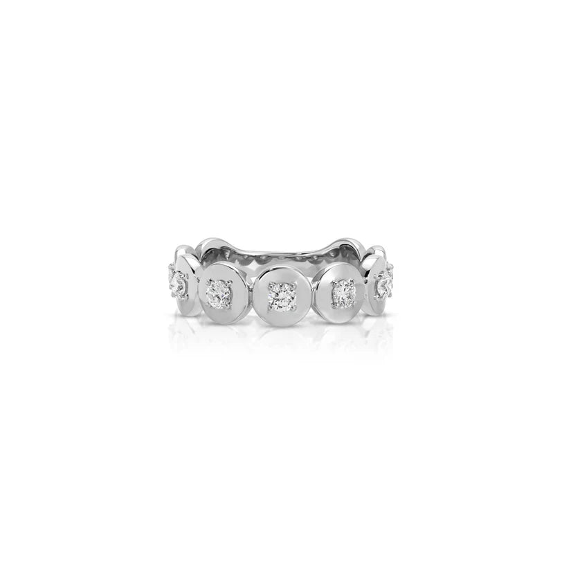 EF Collection Gold Frame Diamond Ring in white gold on white background. 