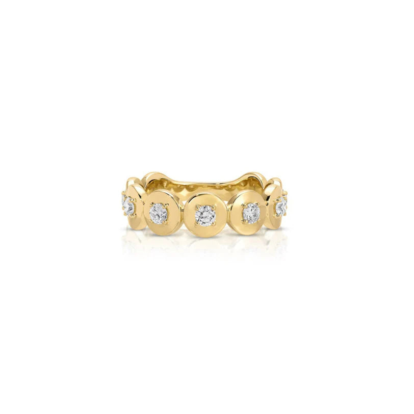 EF Collection Gold Frame Diamond Ring in yellow gold on white background. 