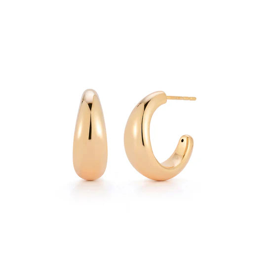 EF-Collection Gold Jumbo Dome Hoop Earrings in rose gold on white background 