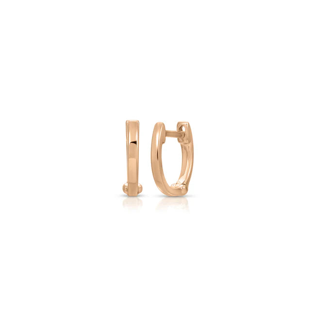 EF Collection Gold Mini Huggie Earring in rose gold on white background. 