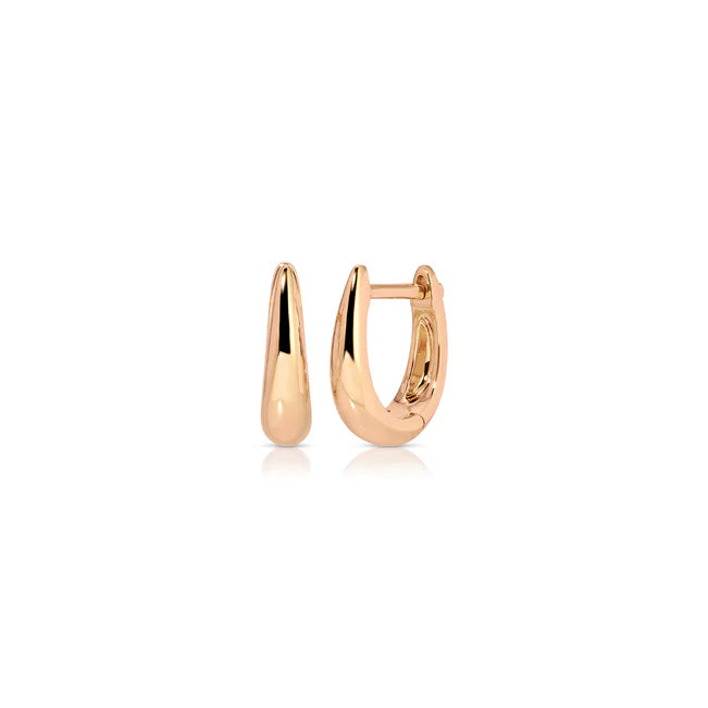 EF Collection Gold Mini Maeve Huggie Earrings in rose gold displayed on white background 