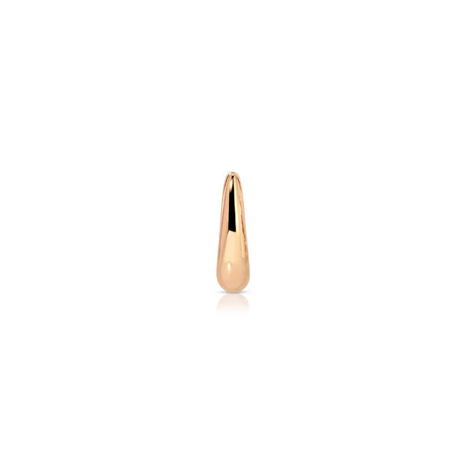 EF Collection Single Gold Mini Maeve Huggie Earrings in rose gold displayed on white background 