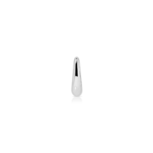 EF Collection Single Gold Mini Maeve Huggie Earrings in white gold displayed on white background 
