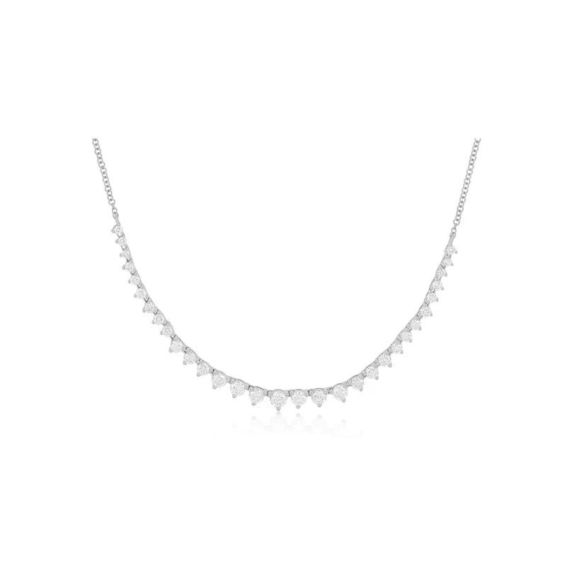 Product shot of EF-Collection Graduated Diamond Necklace in white gold on white background 

