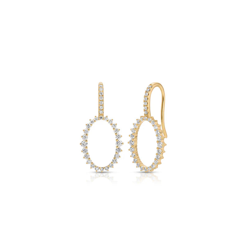 EF Collection Graduated Diamond Oval Earrings in yellow gold on a white background.
