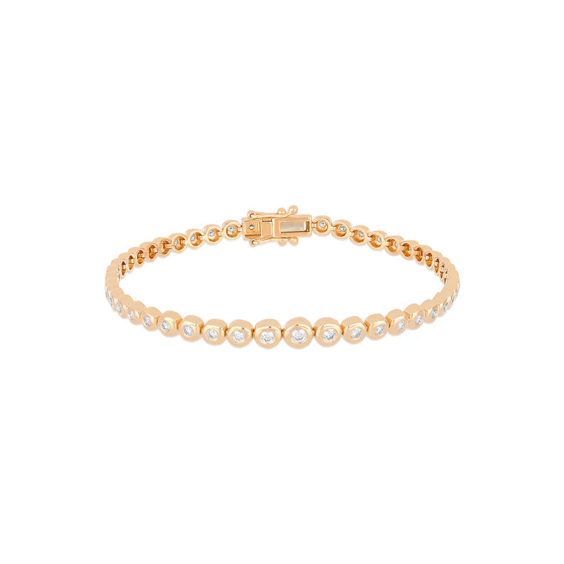 Product shot of EF-Collection Graduated Diamond Pillow Tennis Bracelet in rose gold on white background 