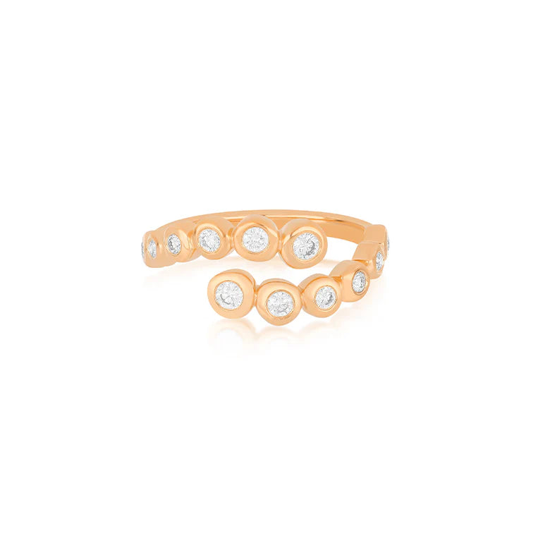 EF Collection Graduated Diamond Pillow Wrap Ring in rose gold on white background. 