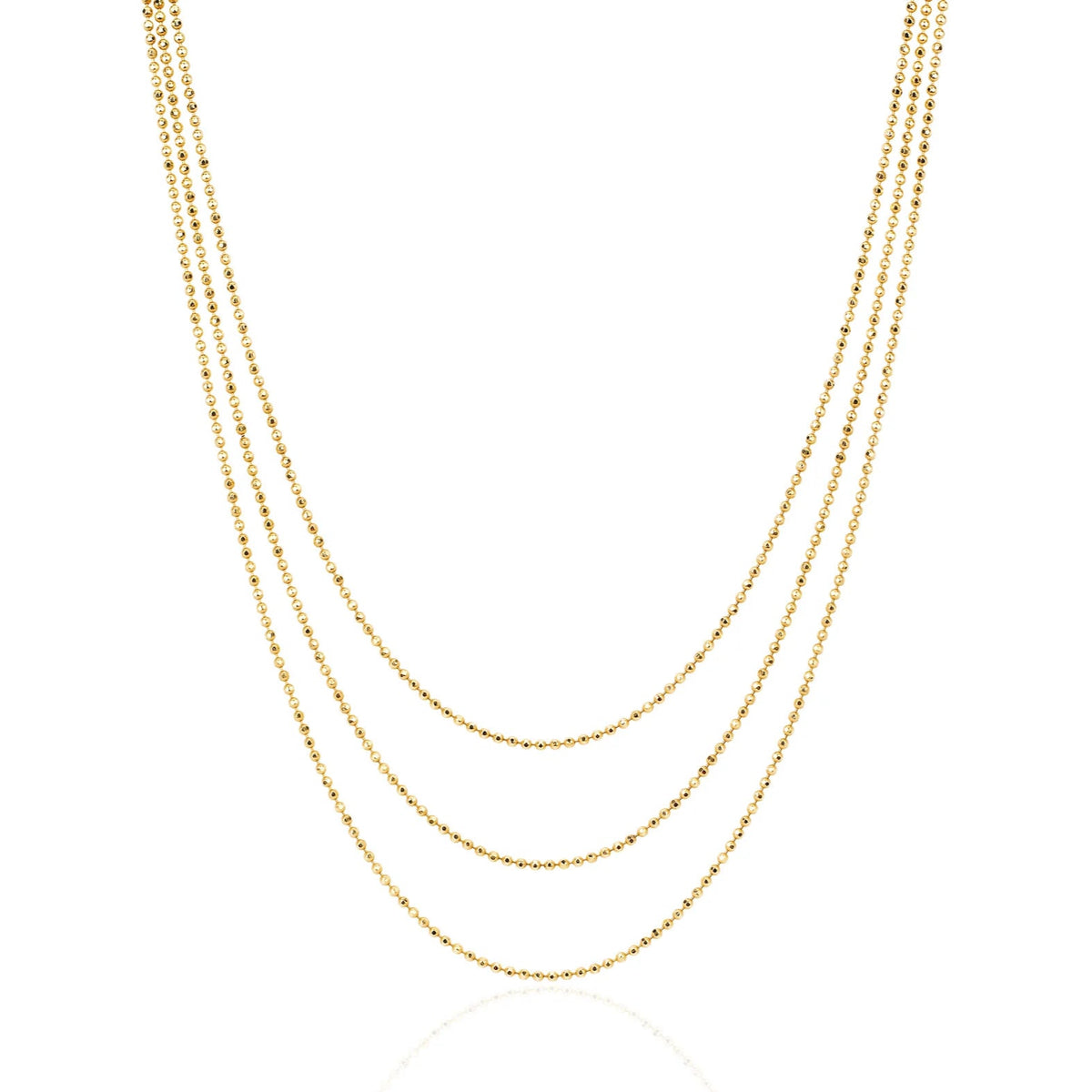 EF-Collection Hasson Triple Layered Chain Necklace in yellow gold on white background 