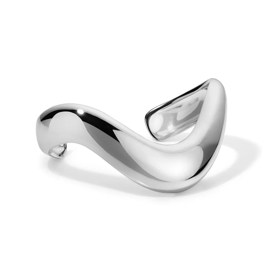 Side of Rosario Navia Helium Cuff in white gold on white background 