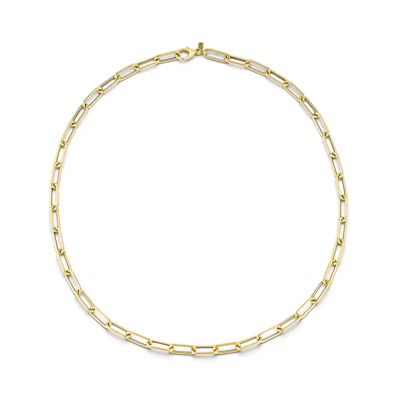 EF Collection Jumbo Lola Chain Necklace & Triple Wrap Bracelet in yellow gold on white background. 