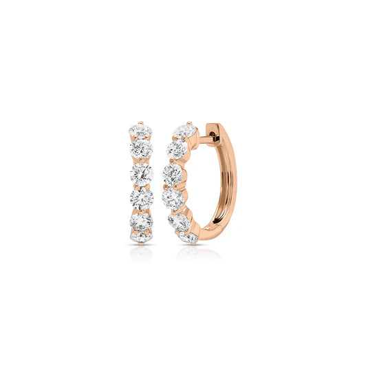 EF-Collection Jumbo Prong Set Diamond Hoop Earrings in rose gold on white background 
