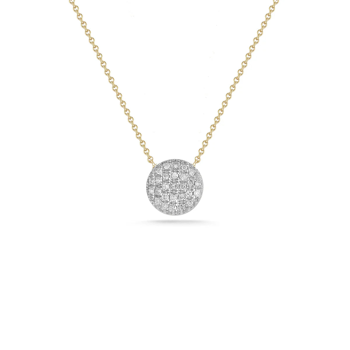 Product Shot of Dana Rebecca Designs Lauren Joy Medium Disc Necklace in Yellow/white Gold