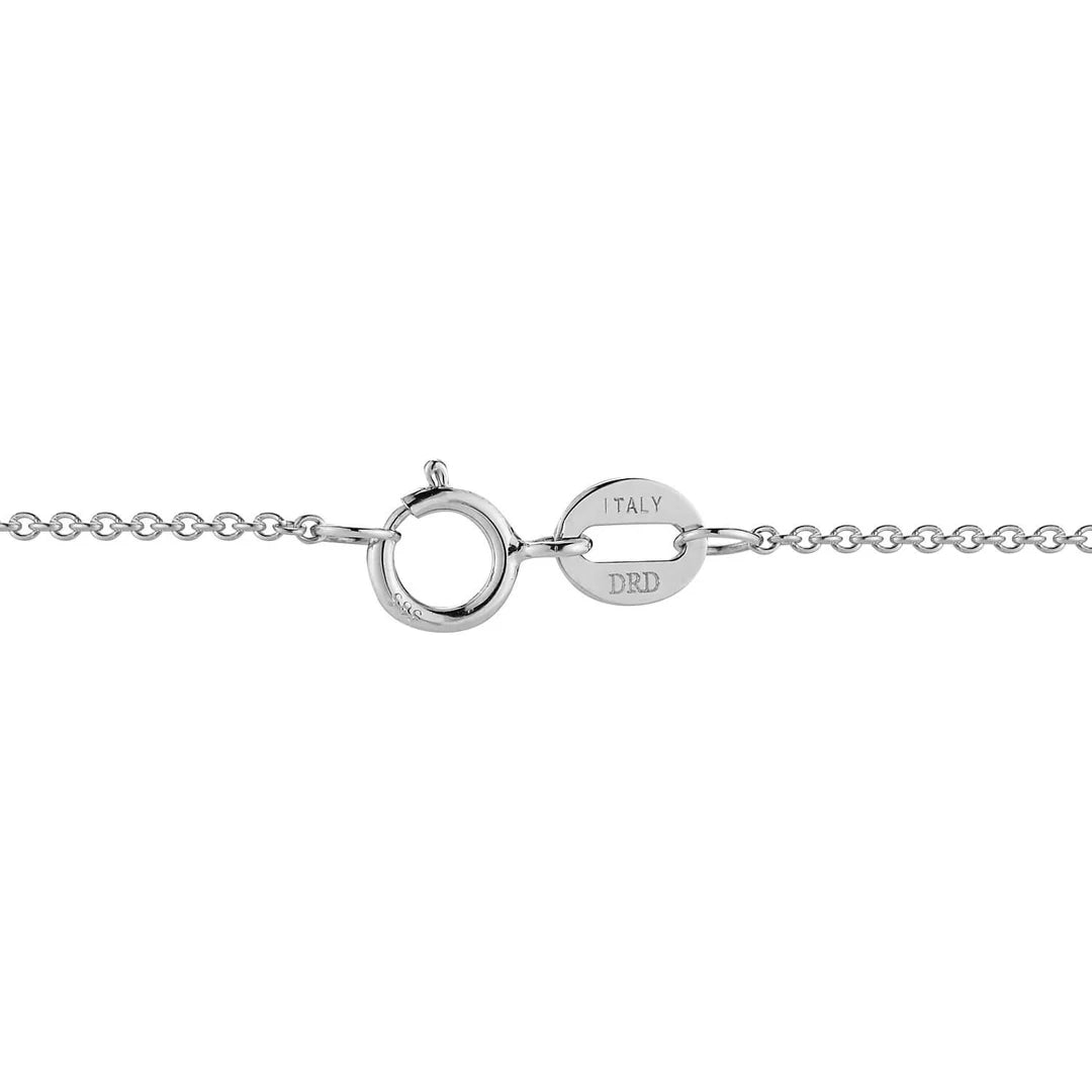 Clasp of Dana Rebecca Designs Lauren Joy Medium Disc Necklace in white gold on white background 
