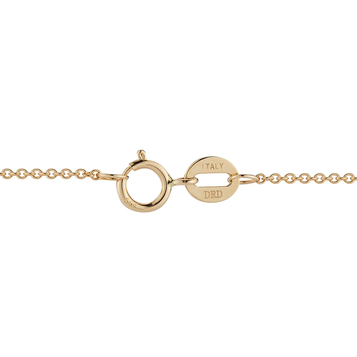 Clasp of Dana Rebecca Designs Lauren Joy Medium Disc Necklace in yellow gold on white background 