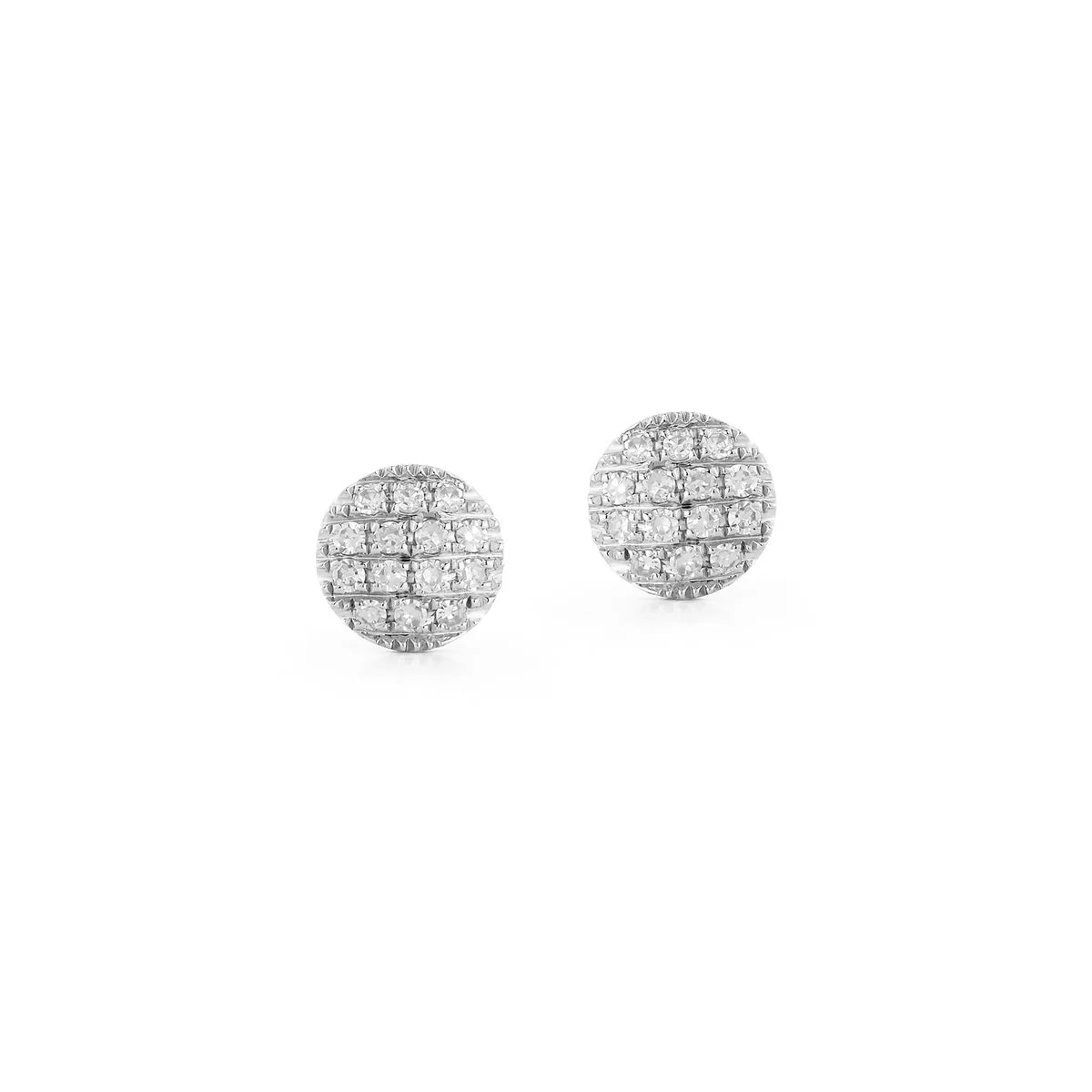 product shot of Lauren Joy Mini Disc Studs in white Gold on white background