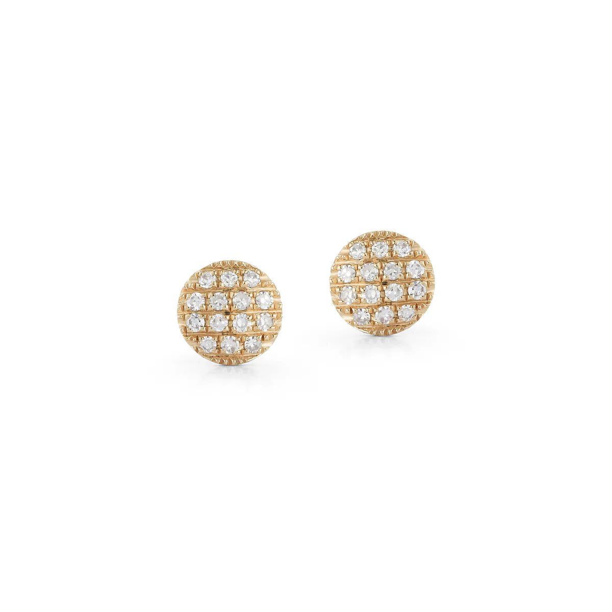 product shot of Lauren Joy Mini Disc Studs in Yellow Gold on white background
