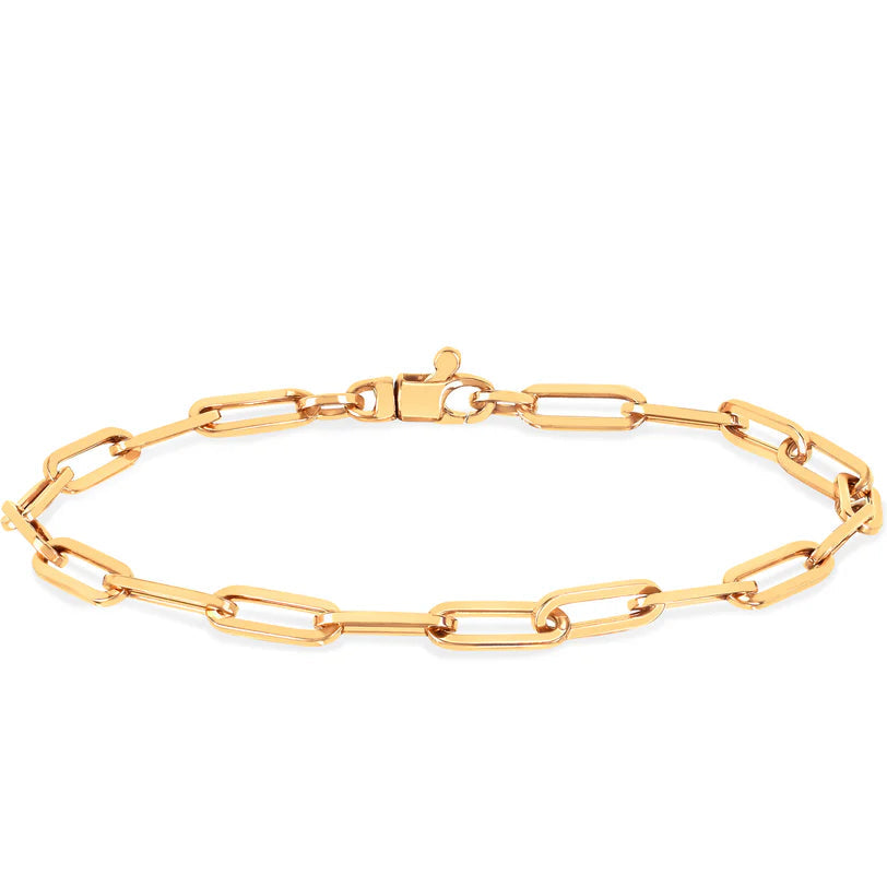 EF Collection Lola Chain Bracelet in yellow gold on white background 