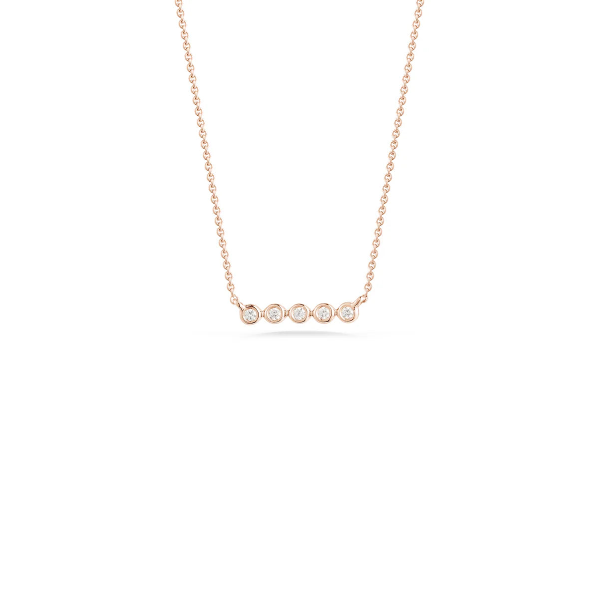 Product shot of Dana Rebecca Designs Lulu Jack Mini Bezel Bar Necklace in Rose Gold