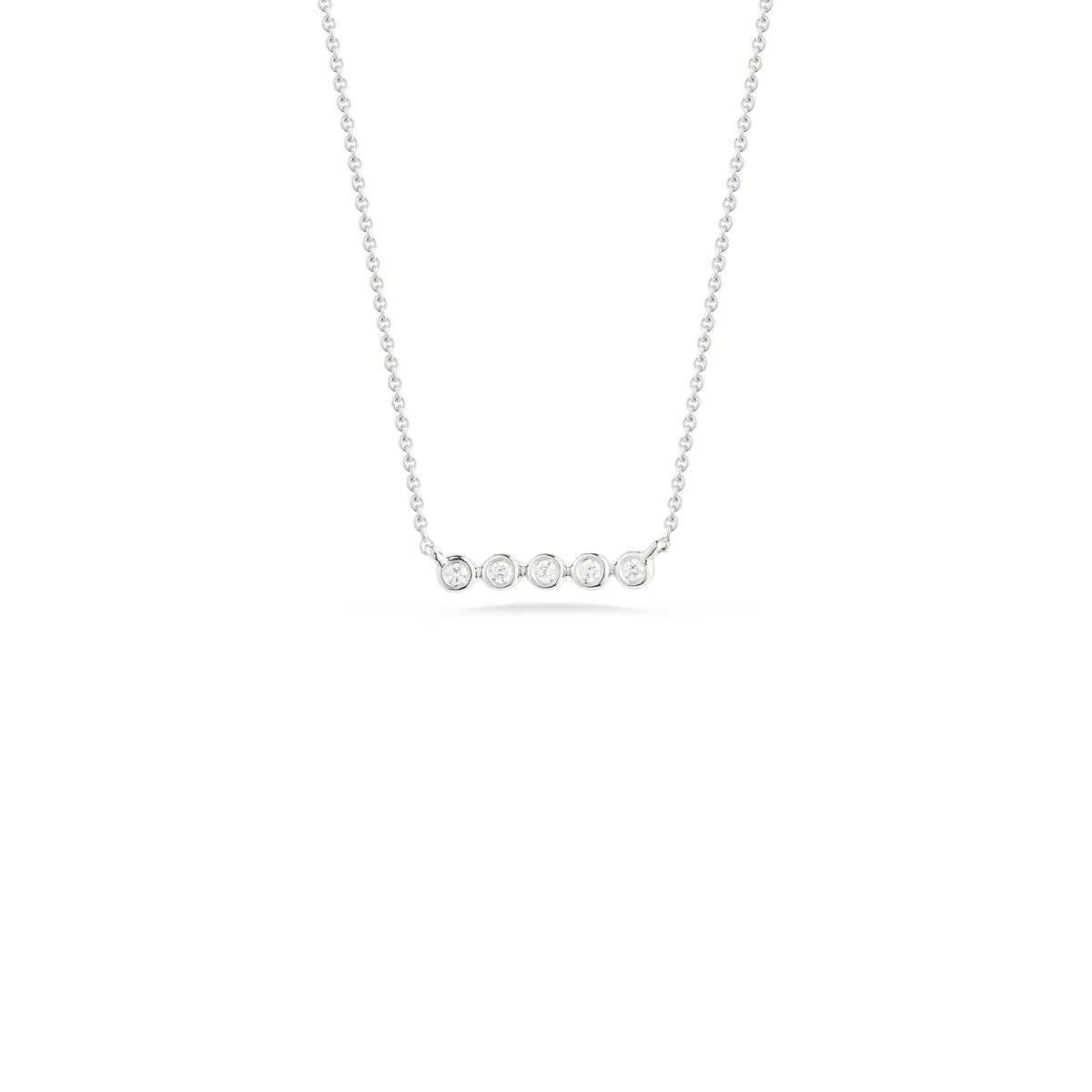 Product shot of Dana Rebecca Designs Lulu Jack Mini Bezel Bar Necklace in white Gold