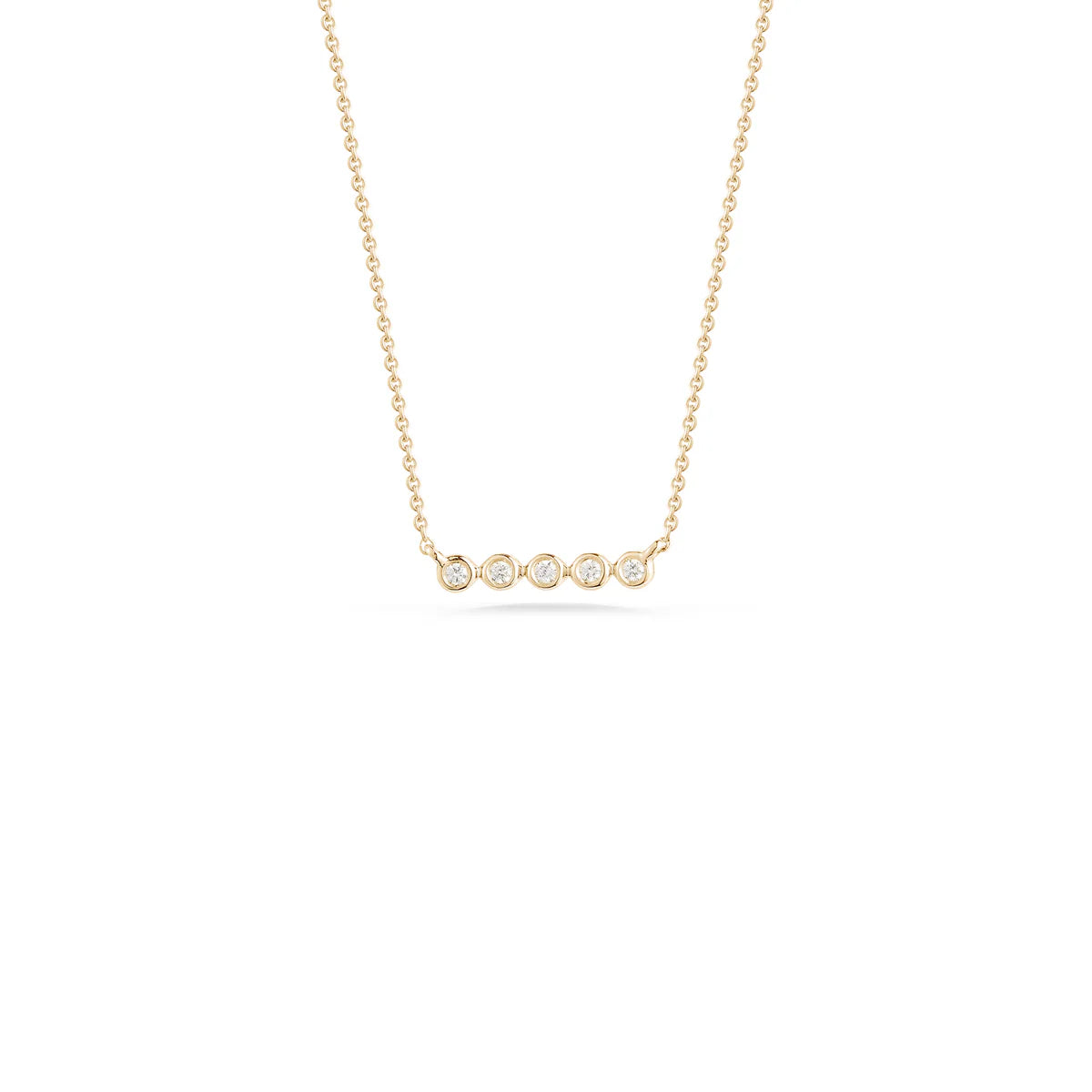 Product shot of Dana Rebecca Designs Lulu Jack Mini Bezel Bar Necklace in Yellow Gold