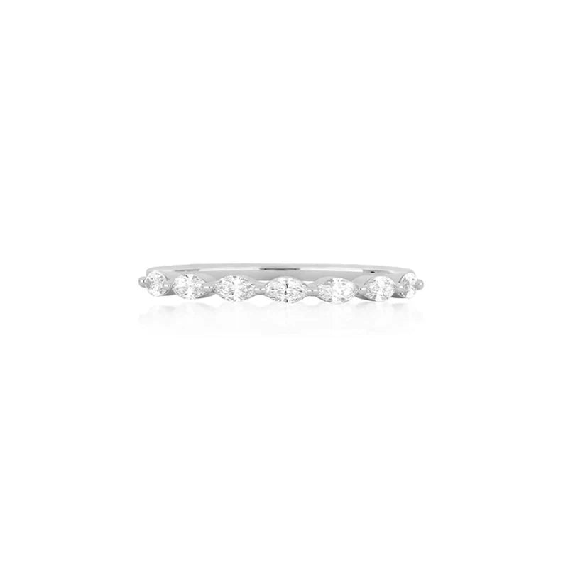 EF Collection Marquise Diamond Ring in white gold on white background. 