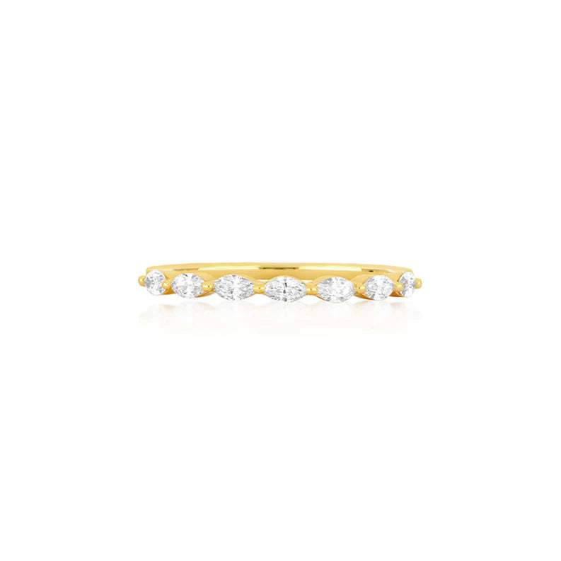 EF Collection Marquise Diamond Ring in yellow gold on white background. 